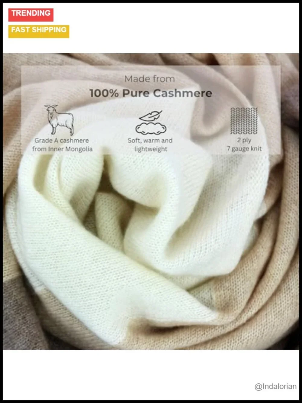 100% Cashmere Travel Wrap 72